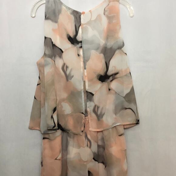 Mimi Chica Pink Gray & White Smoke Pattern Sleeveless Floral Romper Small - Picture 3 of 7